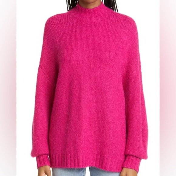 pistola Sweaters - NWT Pistola Woman’s Medium OverSized Vibrant Pink Mock Neck Long-Sleeve Sweater